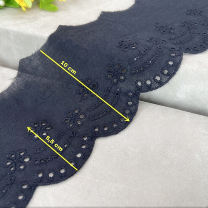 Puuvillane broderii-äärepits:laius-10cm/ must