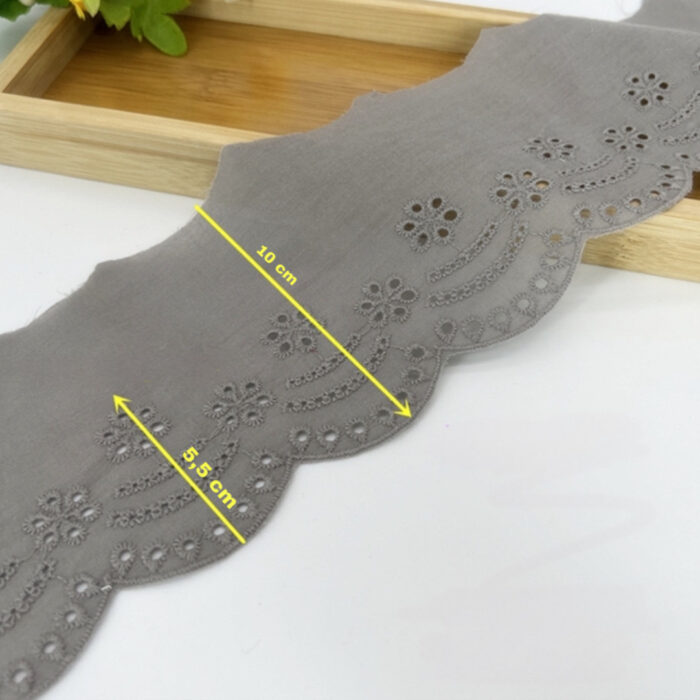 Puuvillane broderii-äärepits:laius-10cm/ hall