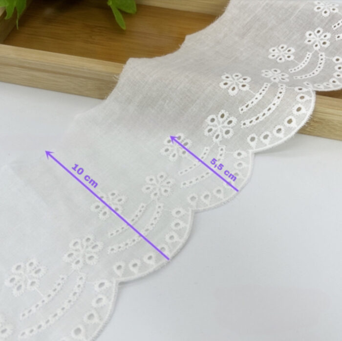 Puuvillane broderii-äärepits:laius-10cm/ valge