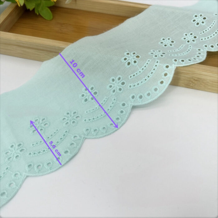 Puuvillane broderii-äärepits:laius-10cm/ hele mindiroheline