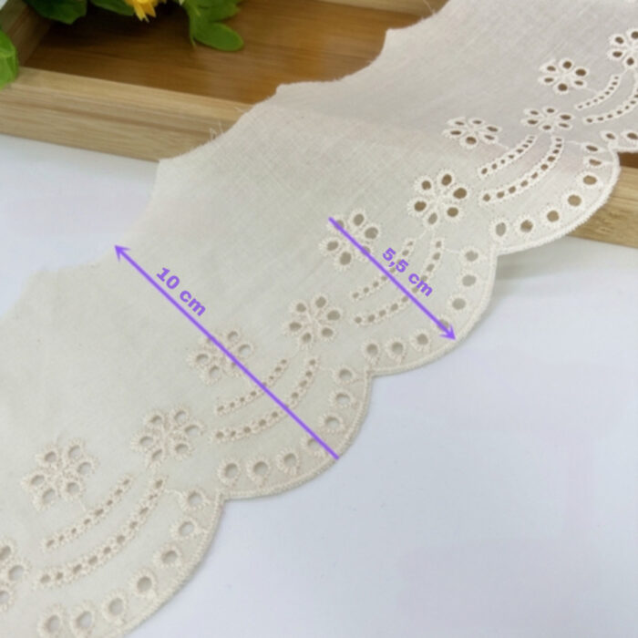 Puuvillane broderii-äärepits:laius-10cm/ helekreem