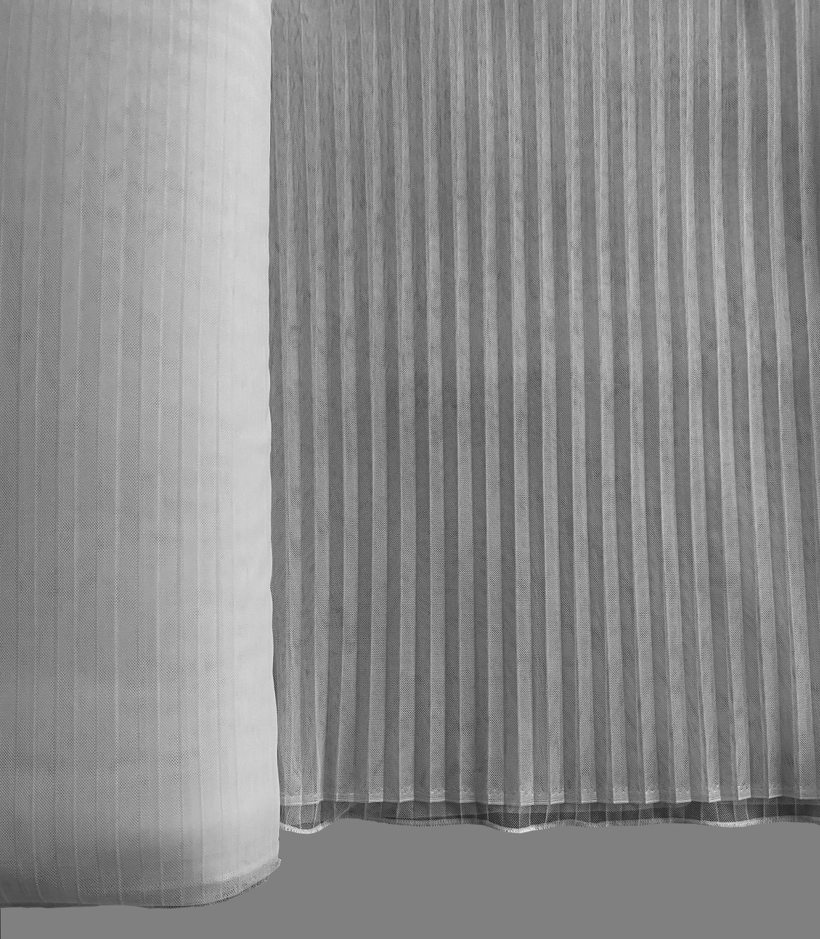 Plisseeritud dekoratiiv-vuaalkangas: valge