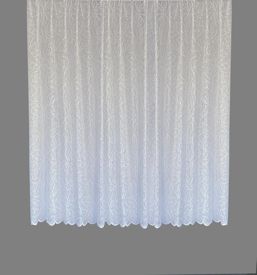 Valged graafilise mustriga pitskardinad: kõrgus-205cm